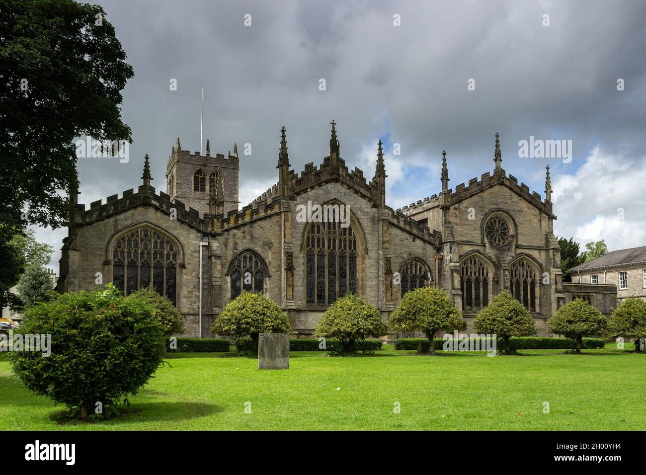 Kendal, UK: East elevation of Kendal Parish Church, also known as Holy Trinity Church, Kirkland. Stock Photo