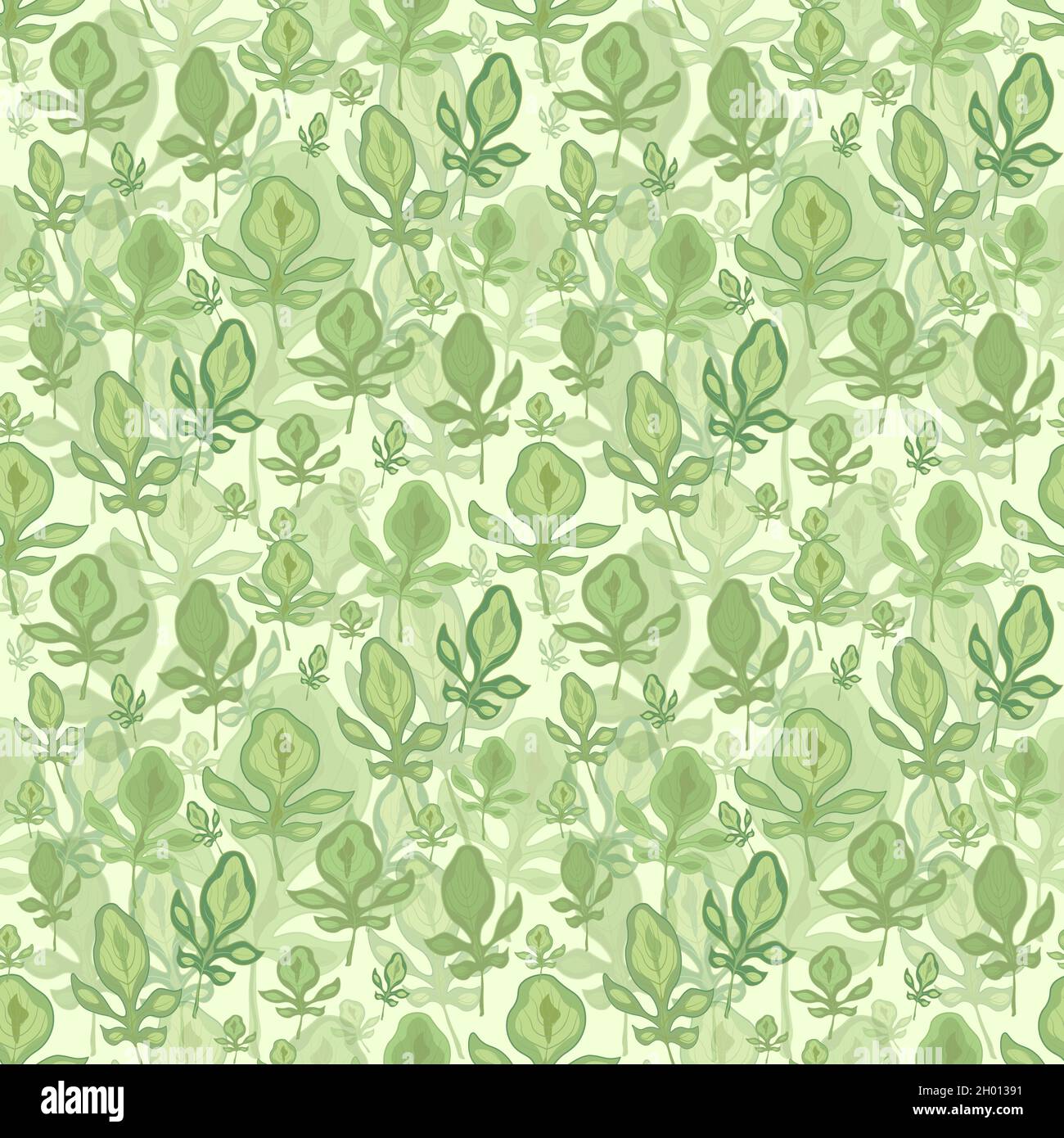 Green leaves of different sizes seamless pattern Stock Vector Image ...