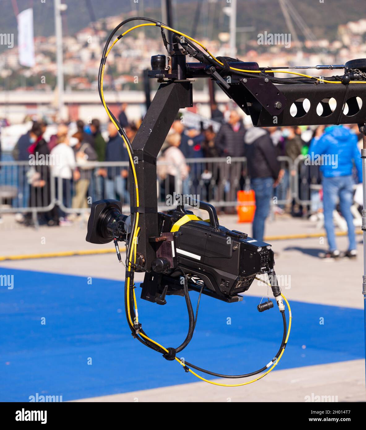 Camera on the crane in the set for the telecast Stock Photo - Alamy