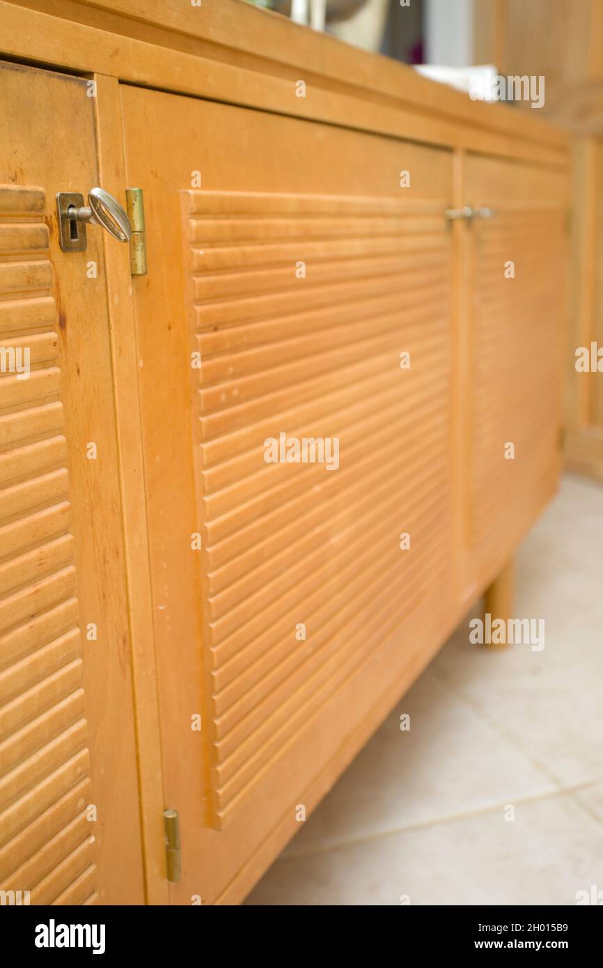 Wooden side board doors Stock Photo