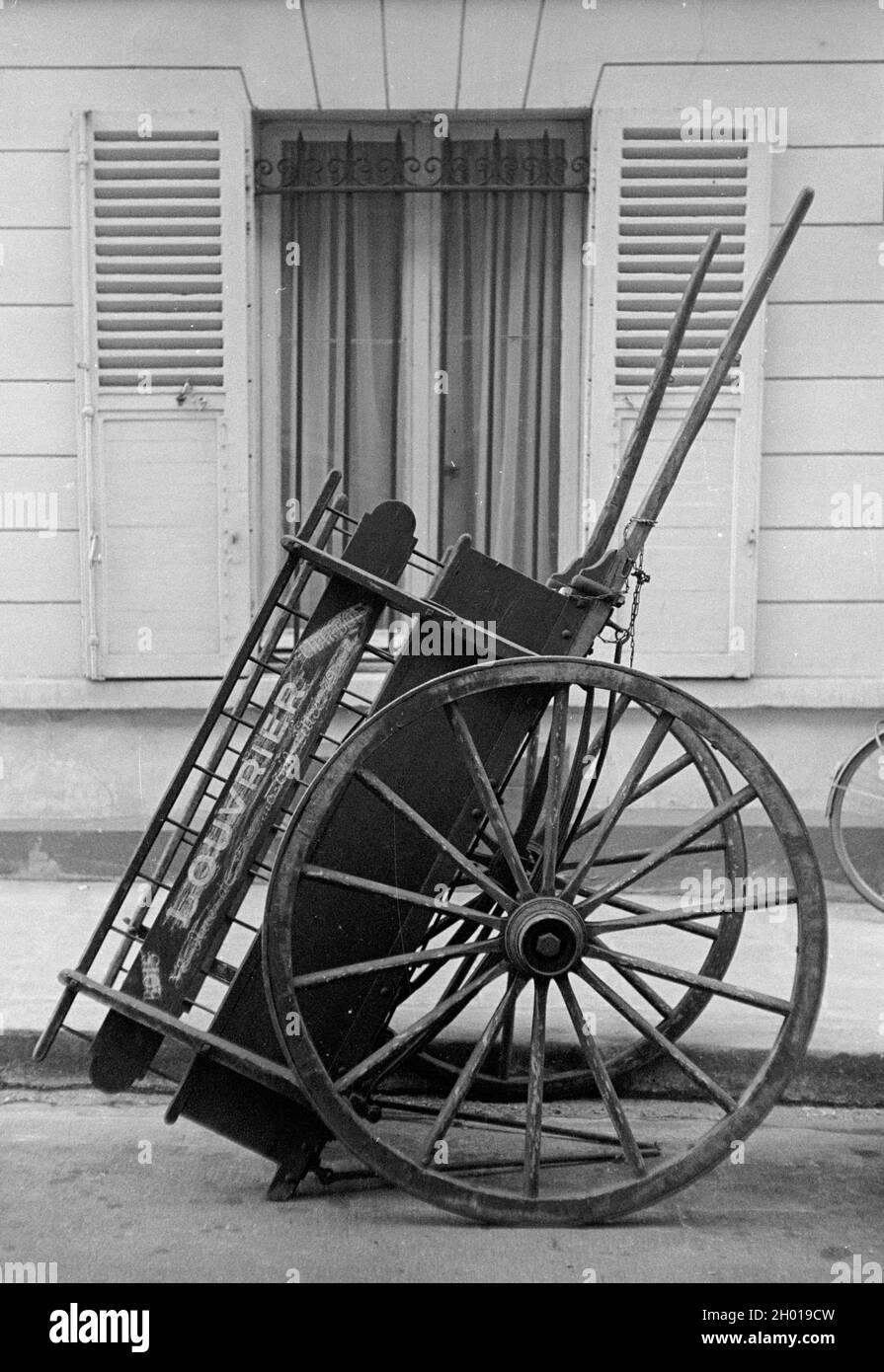 Cart in Paris Street, 1958 Stock Photo