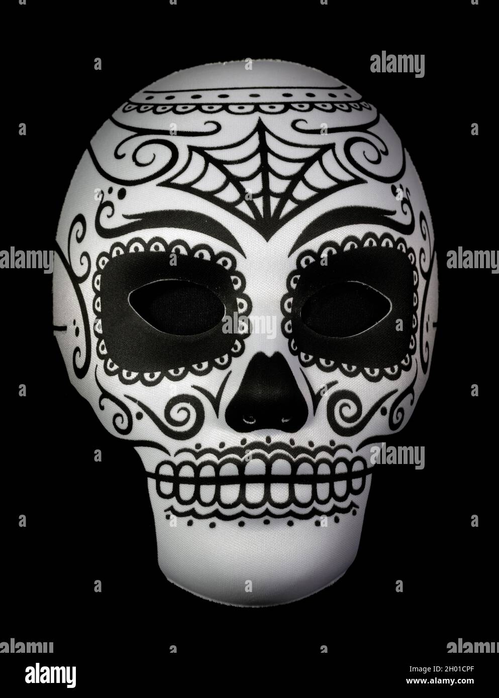 Day of the Dead Face Mask Isolated Against Black Background Stock Photo