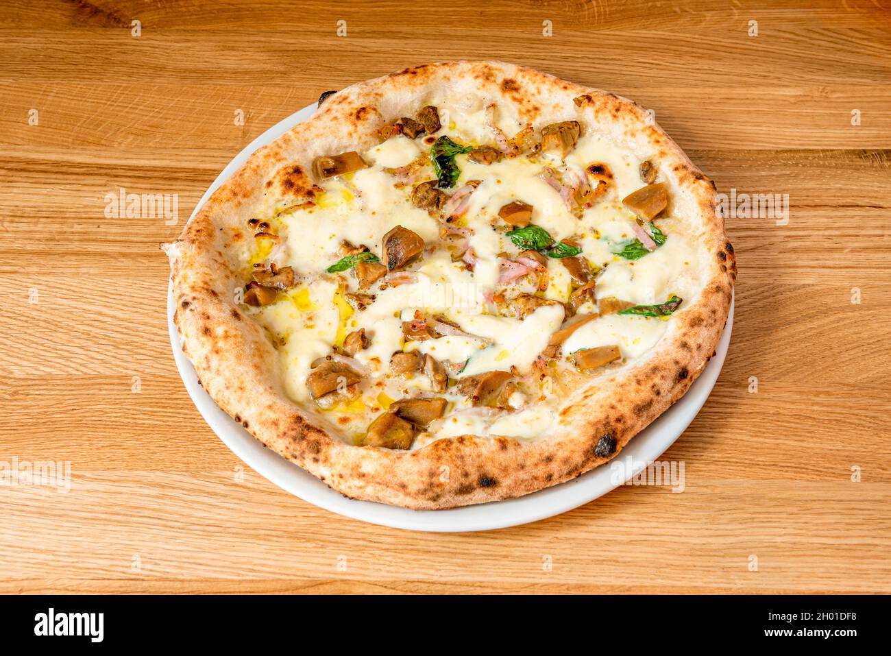 Italian pizza with tartufata recipe with confit mushroom shake