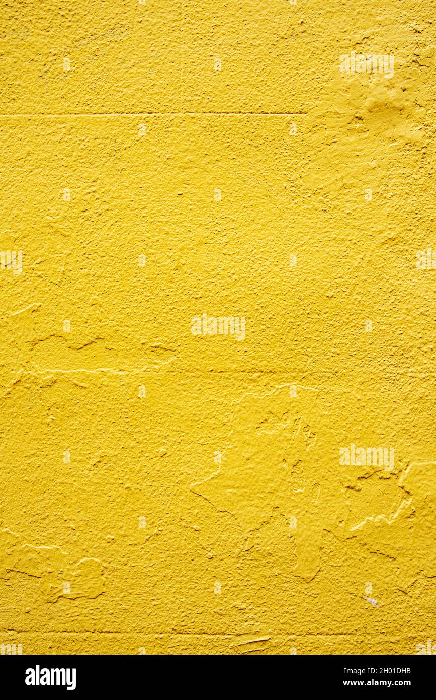 vector paint texture background. Yellow painted wall with chunks falling off Stock Photo