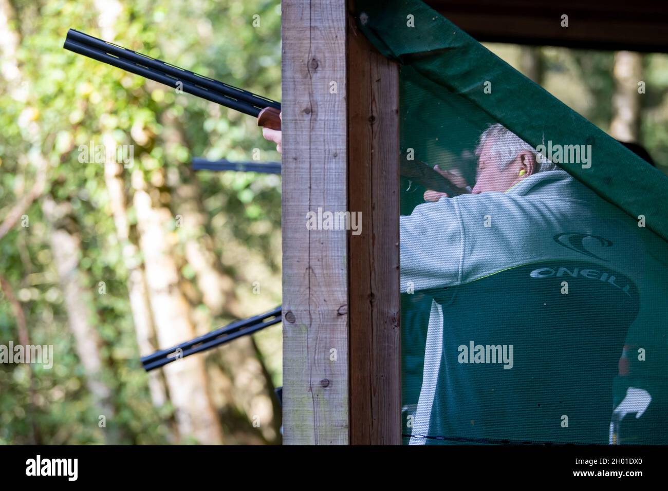 Clay pigeon shooting Stock Photo