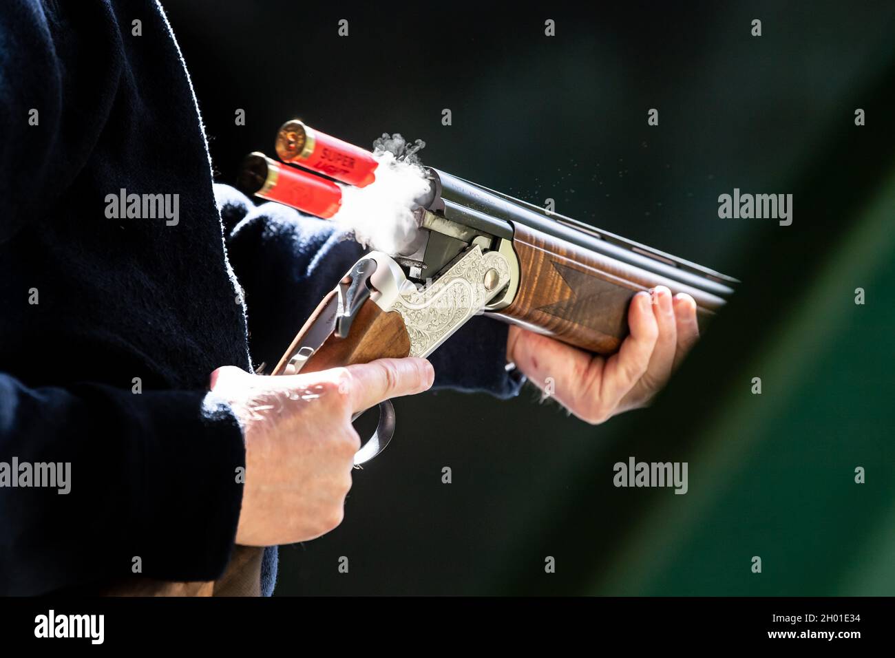 Clay pigeon shooting Stock Photo