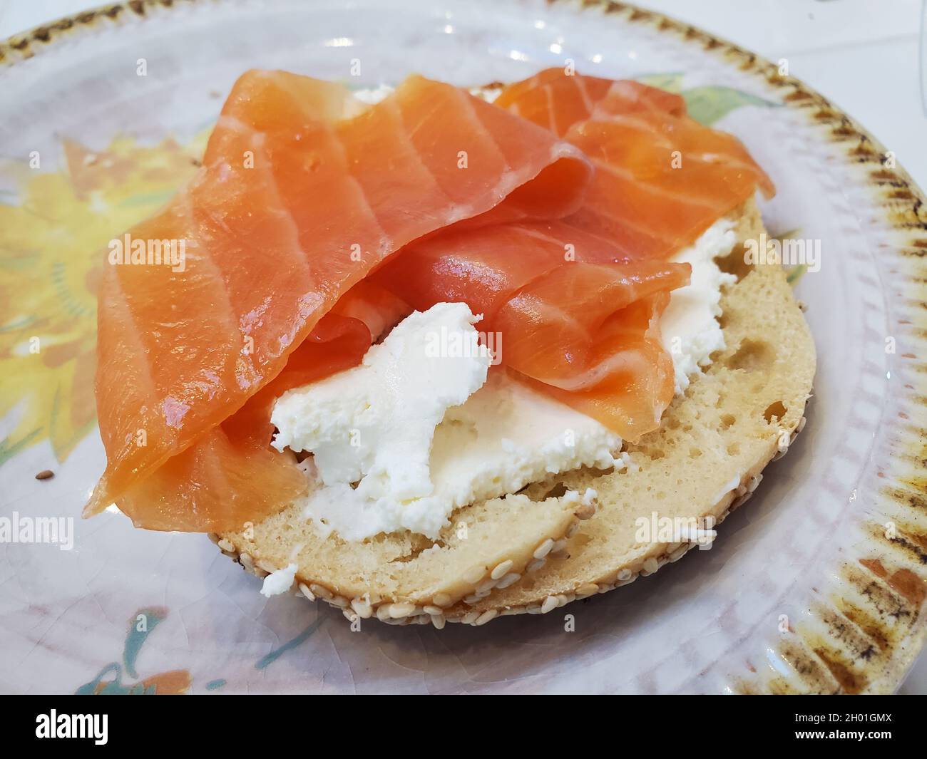 Lox and bagel from Russ and Daughters, Lafayette, California, June 19, 2021. (Photo by Smith