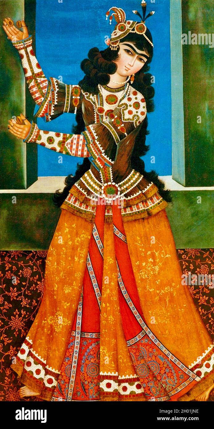 Dancing Girl with Castanets by unknown Persian artist - early 19th Century - State Hermitage St Petersburg Stock Photo