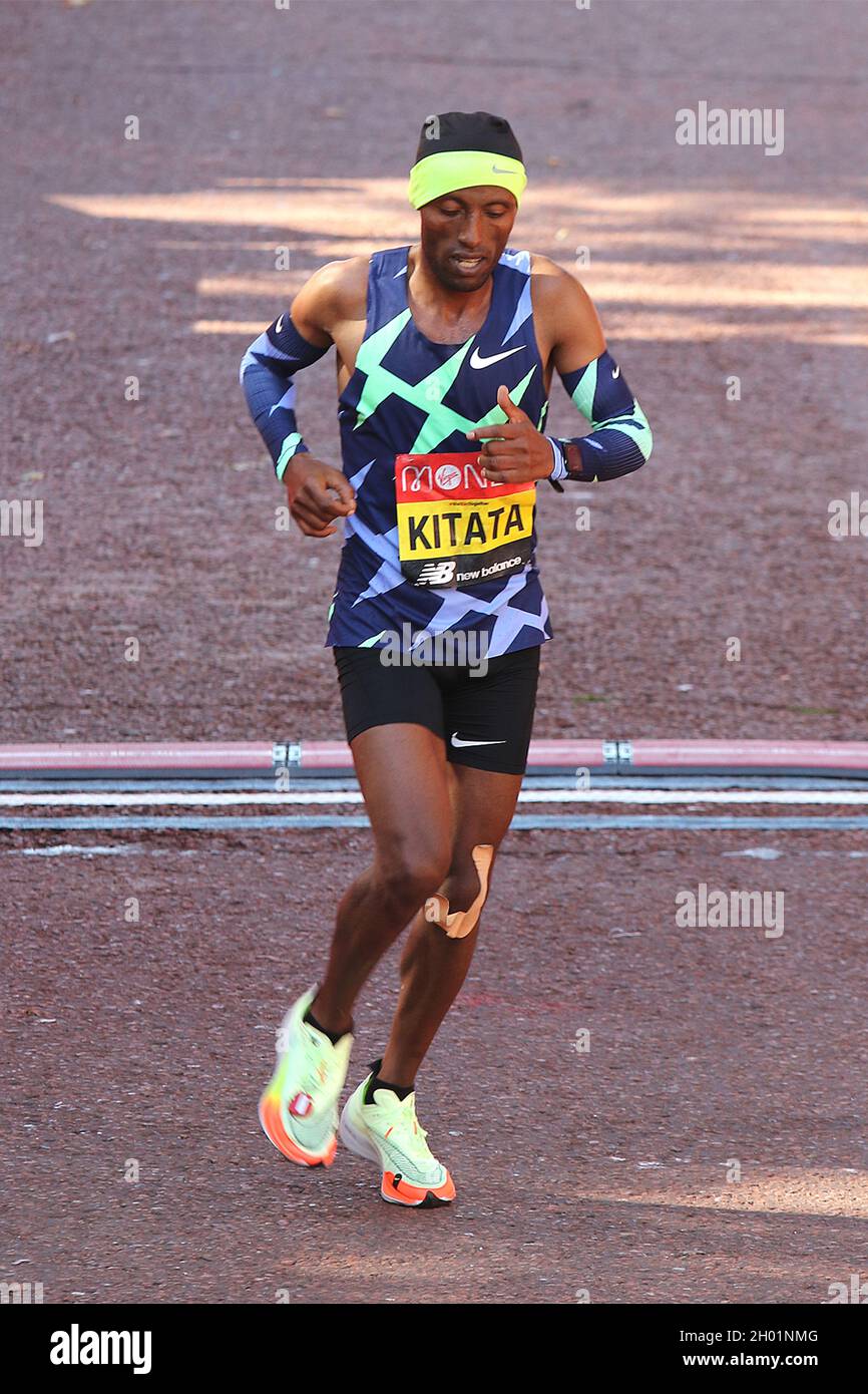 Shura KITATA of Ethiopia finishes the 2021 Virgin Money London Marathon