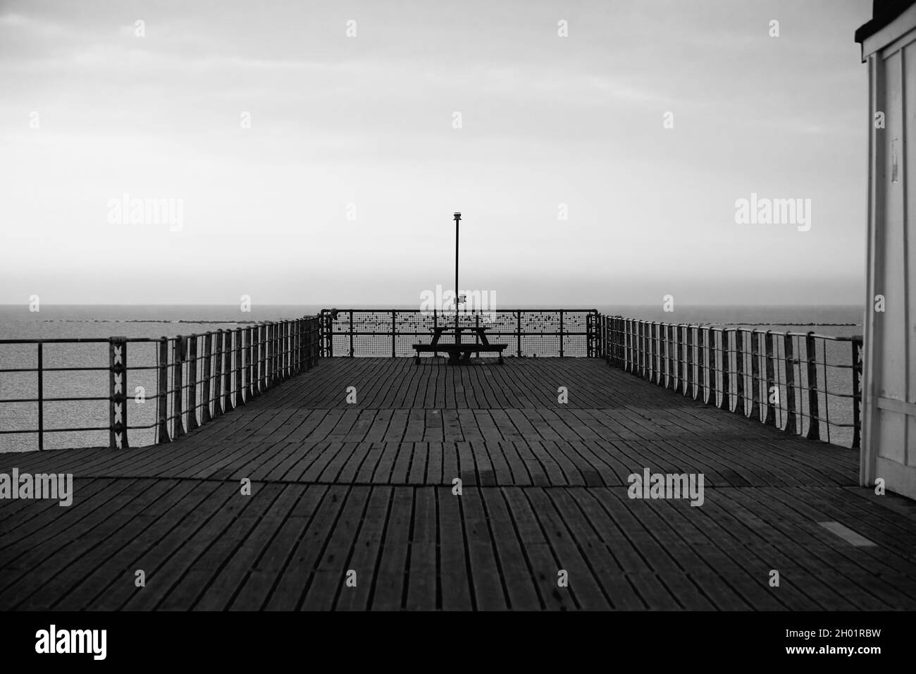 View of Bognor Regis pier from the construction itself in black and