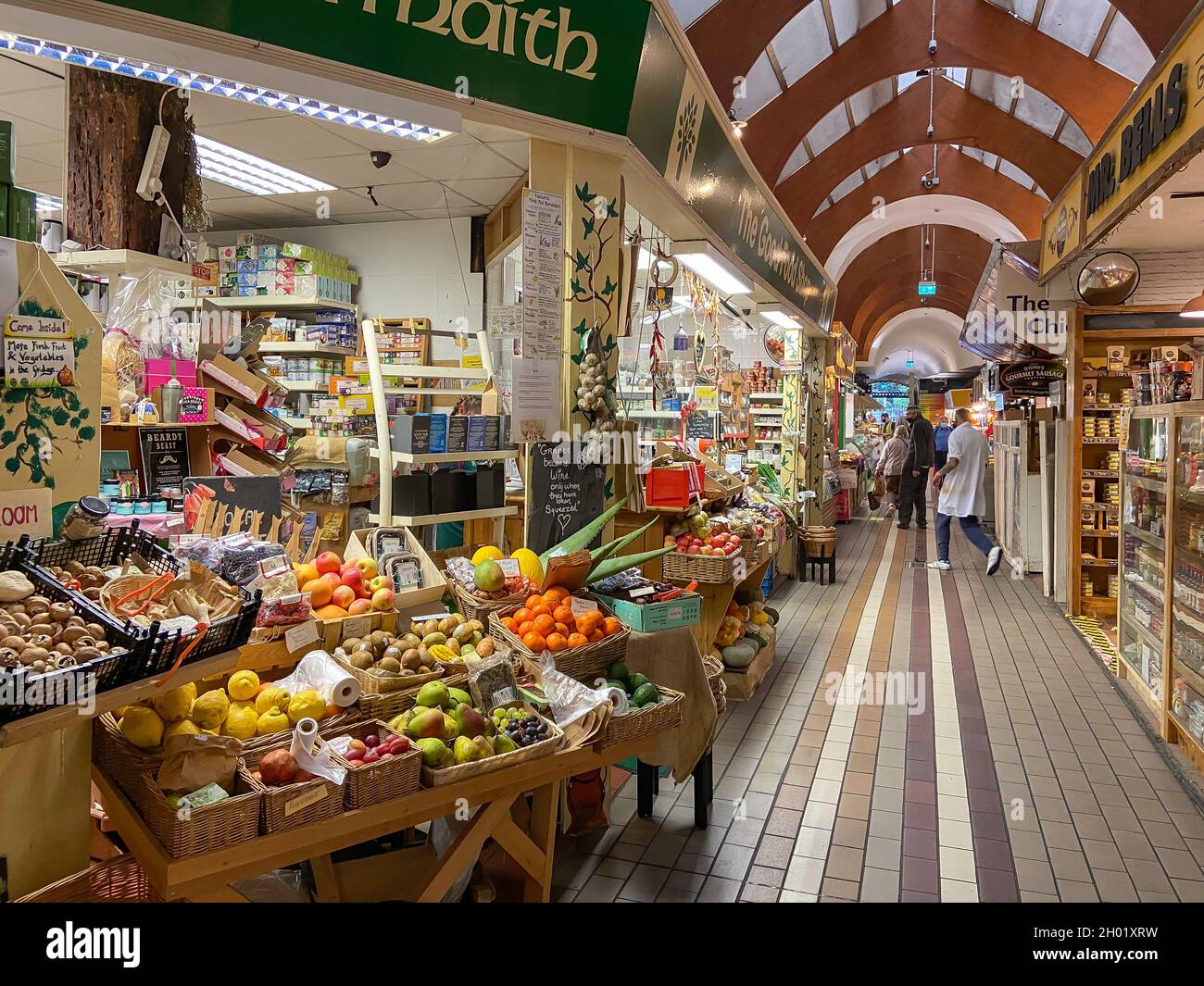 Fruit stalls inside The 18th century English Market, Princes Street