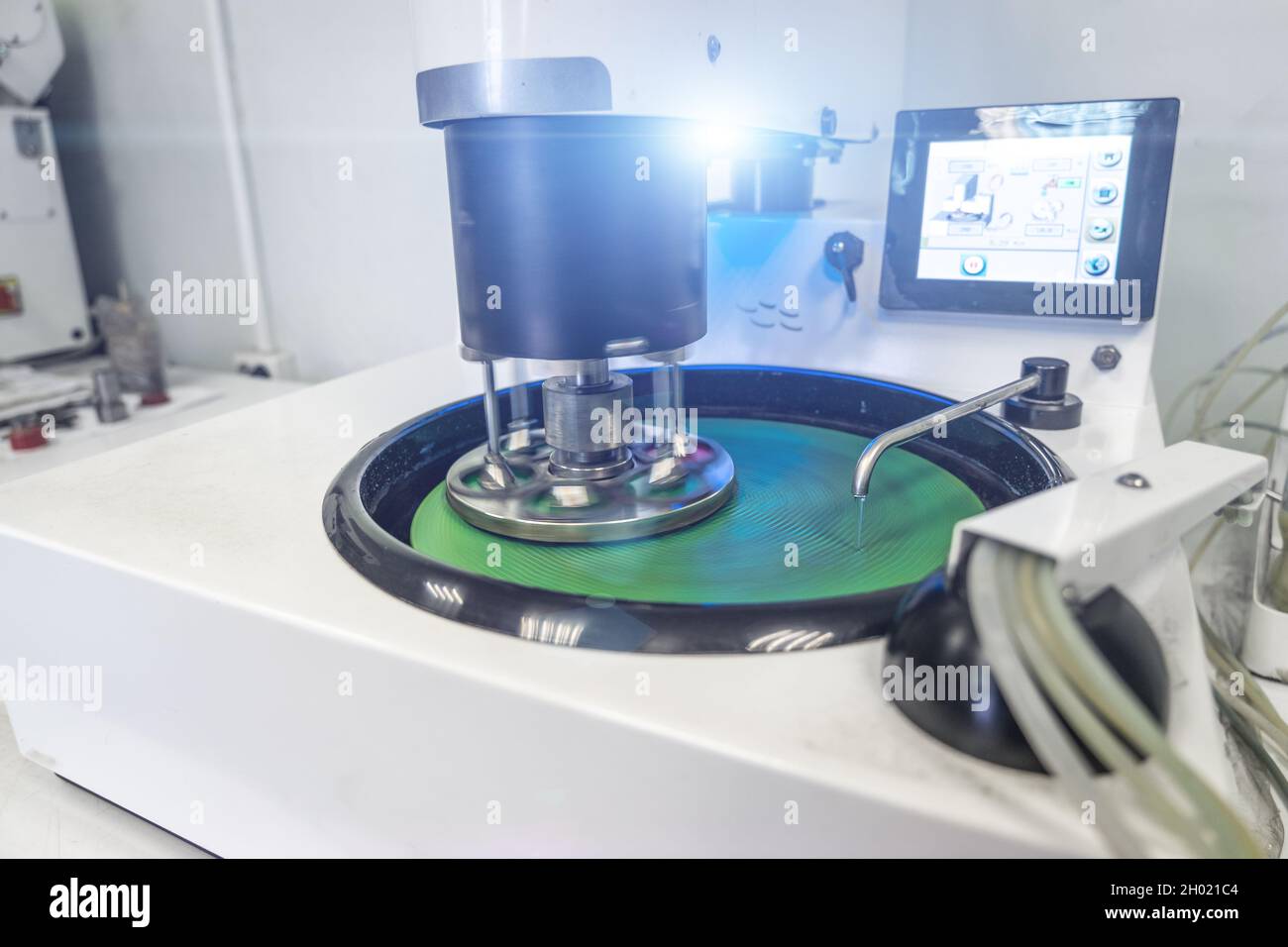 Laboratory test equipment for testing metal and iron samples in metallurgical plant lab Stock