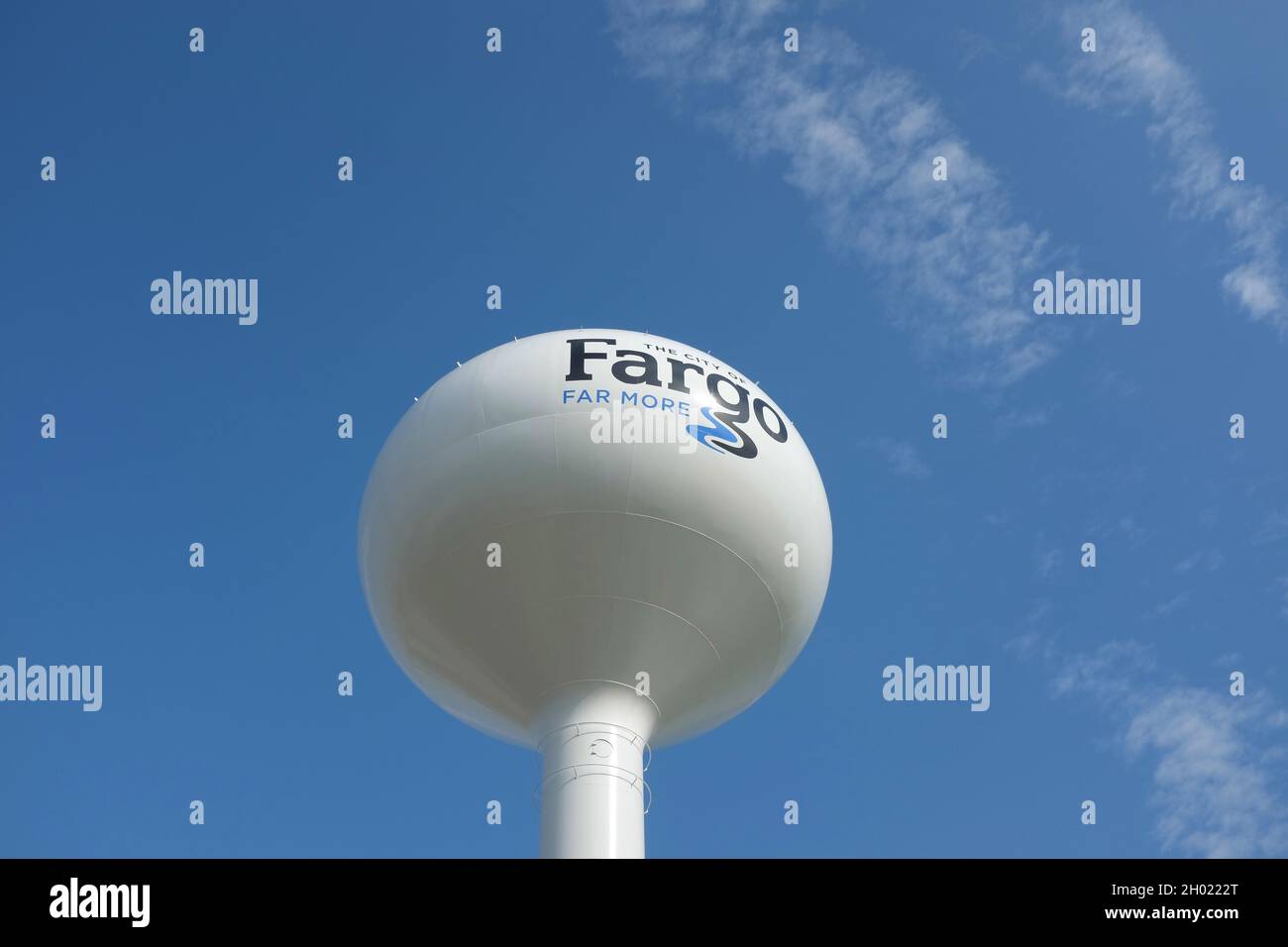 FARGO, NORTH DAKOTA - 30 SEPT 20212:  Closeup of one of the many water towers in the upper midwest city. Stock Photo