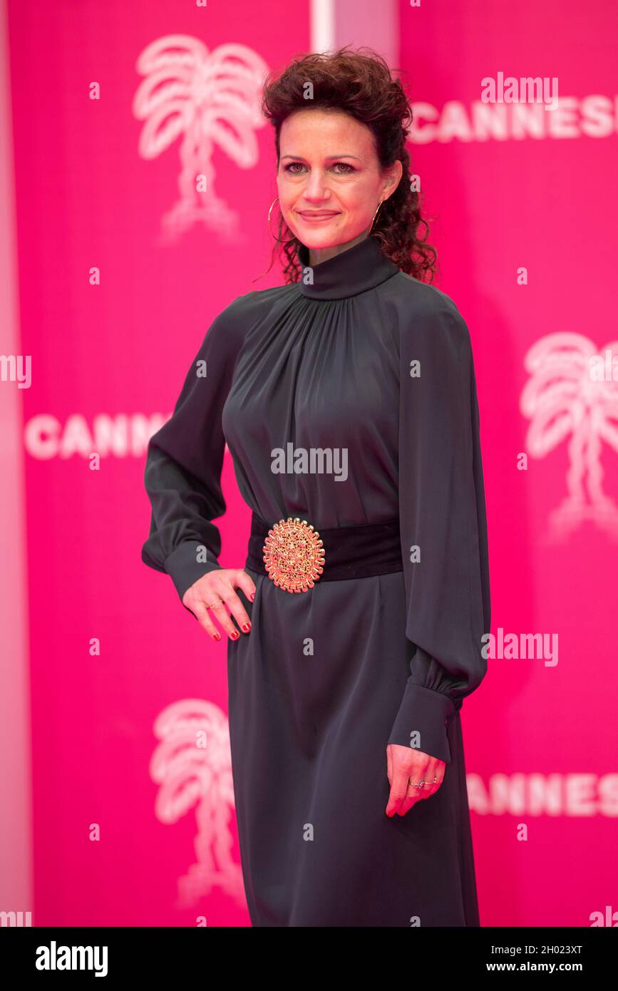 Cannes, France, 8 October 2021, Carla Gugino (Californication) at the opening ceremony of 4th edition of the Cannes International Series Festival, Canneseries Stock Photo