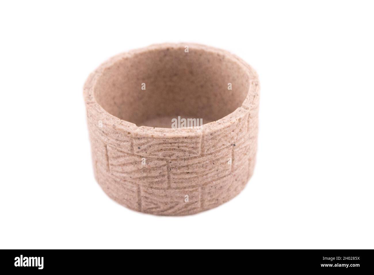circle brown empty ceramic planter on white background Stock Photo