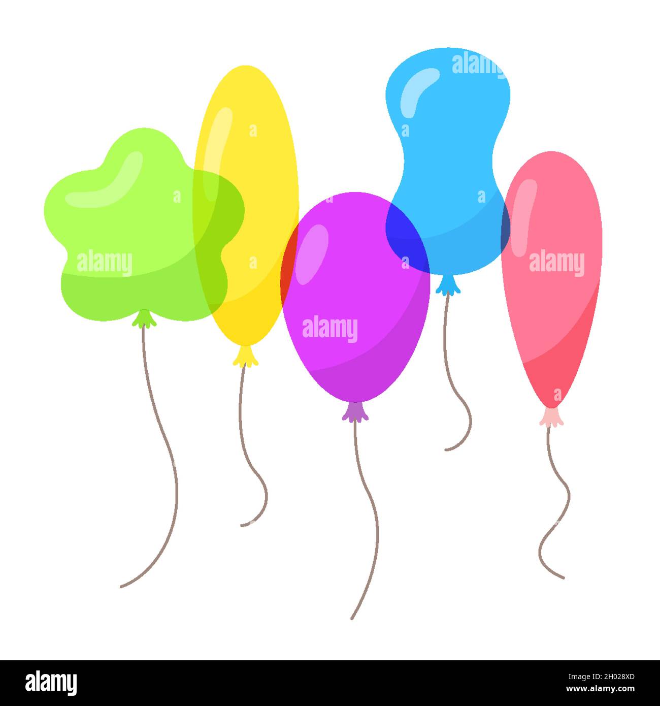 Balloon Flower Oval Helium Air With Rope Flat Style Transparent Overlay Banner Balls Isolated On White Background Happy Birthday Party Concept Celebration Advertising Anniversary Vector Stock Vector Image Art Alamy