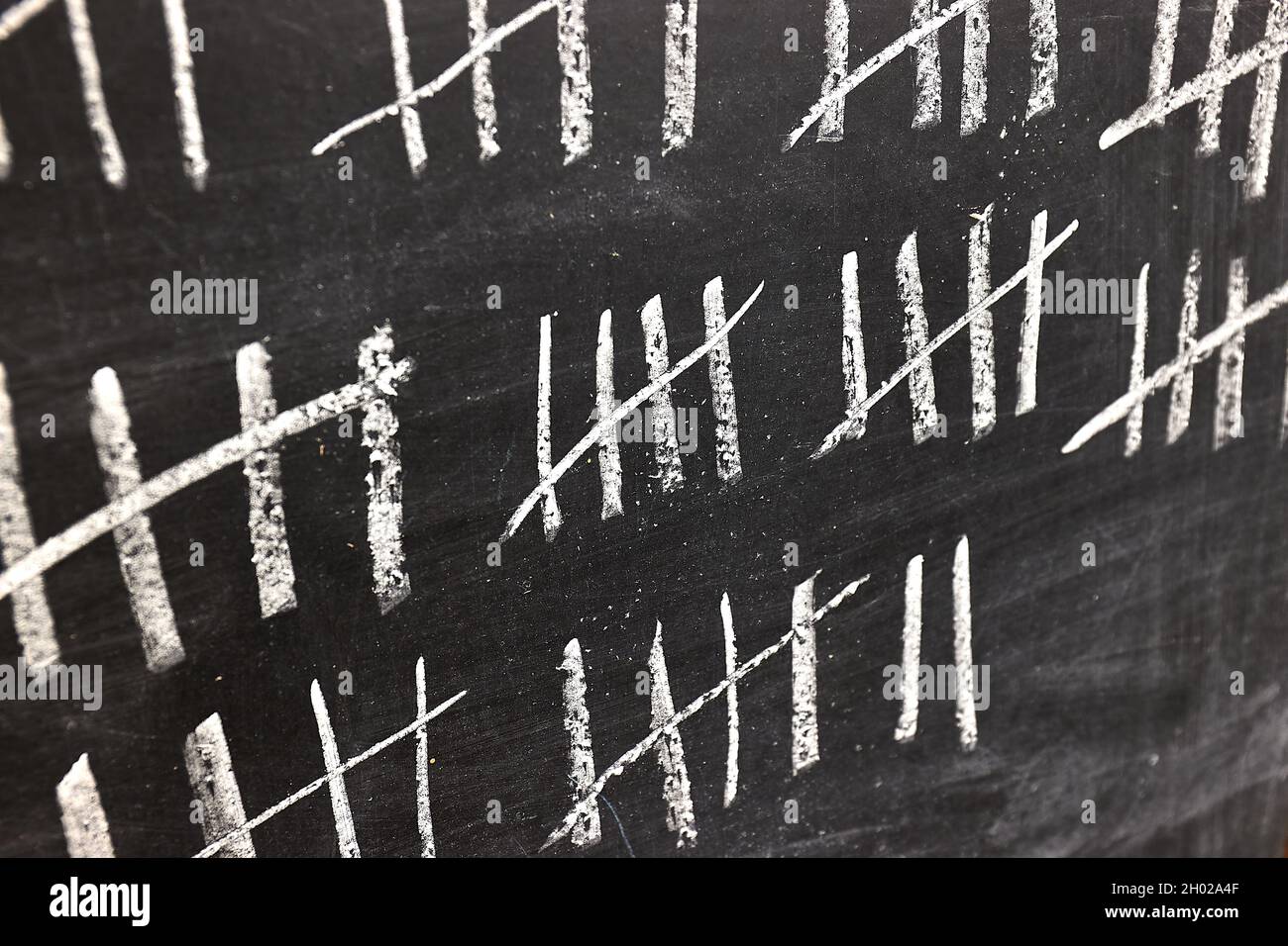 Chalk tally chart counting Stock Photo Alamy