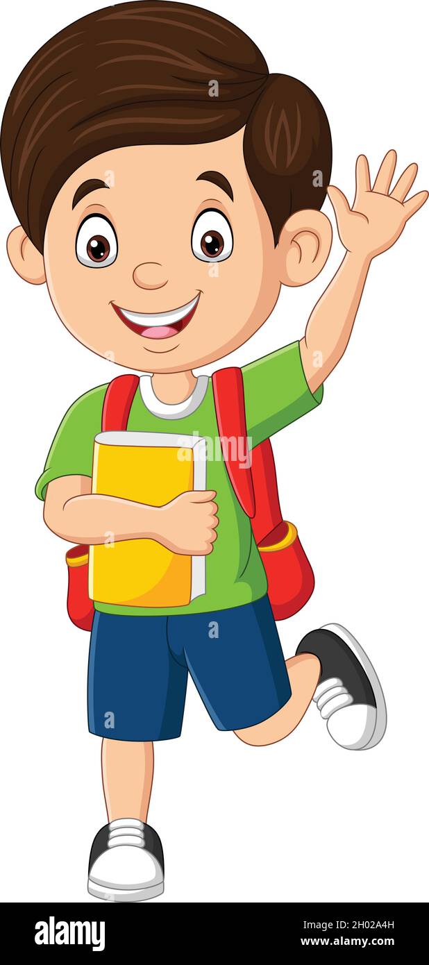 Happy school boy waving hand Stock Vector Image & Art - Alamy
