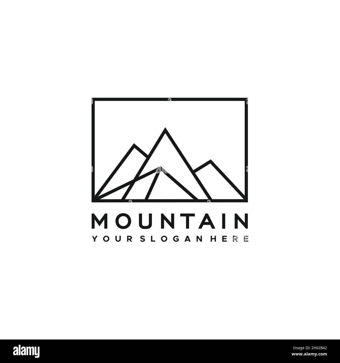 modern minimalist MOUNTAIN line square Logo design Stock Vector