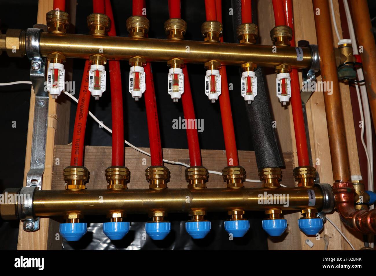 Hydronic Heat Manifold Stock Photo Alamy