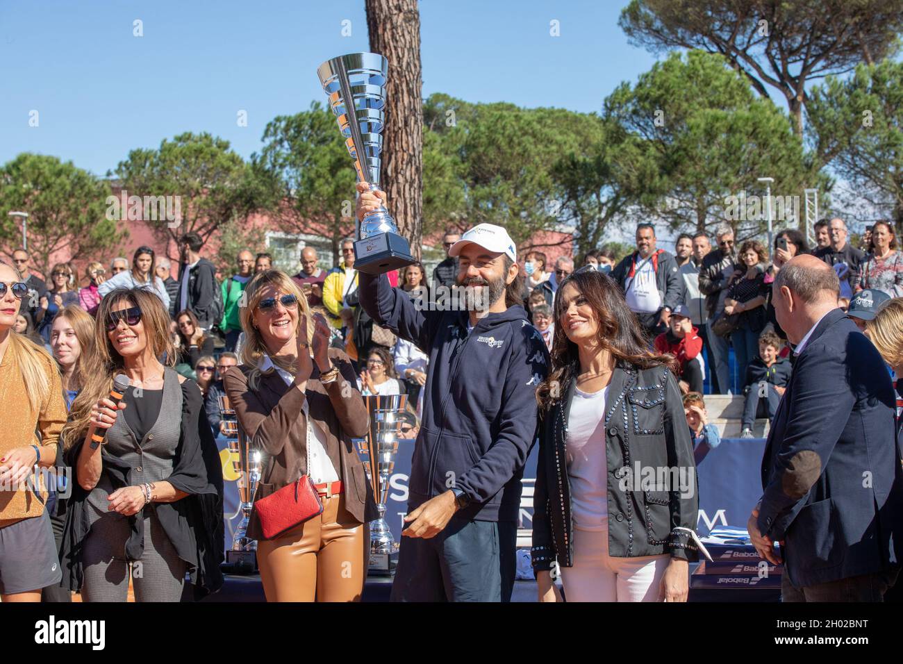 Rome, Italy. 10th Oct, 2021. Neri Marcorè is awarded during the eleventh edition of Tennis & Friends - Health and Sport at the Foro Italico. Credit: Cosimo Martemucci / Alamy Live News Stock Photo