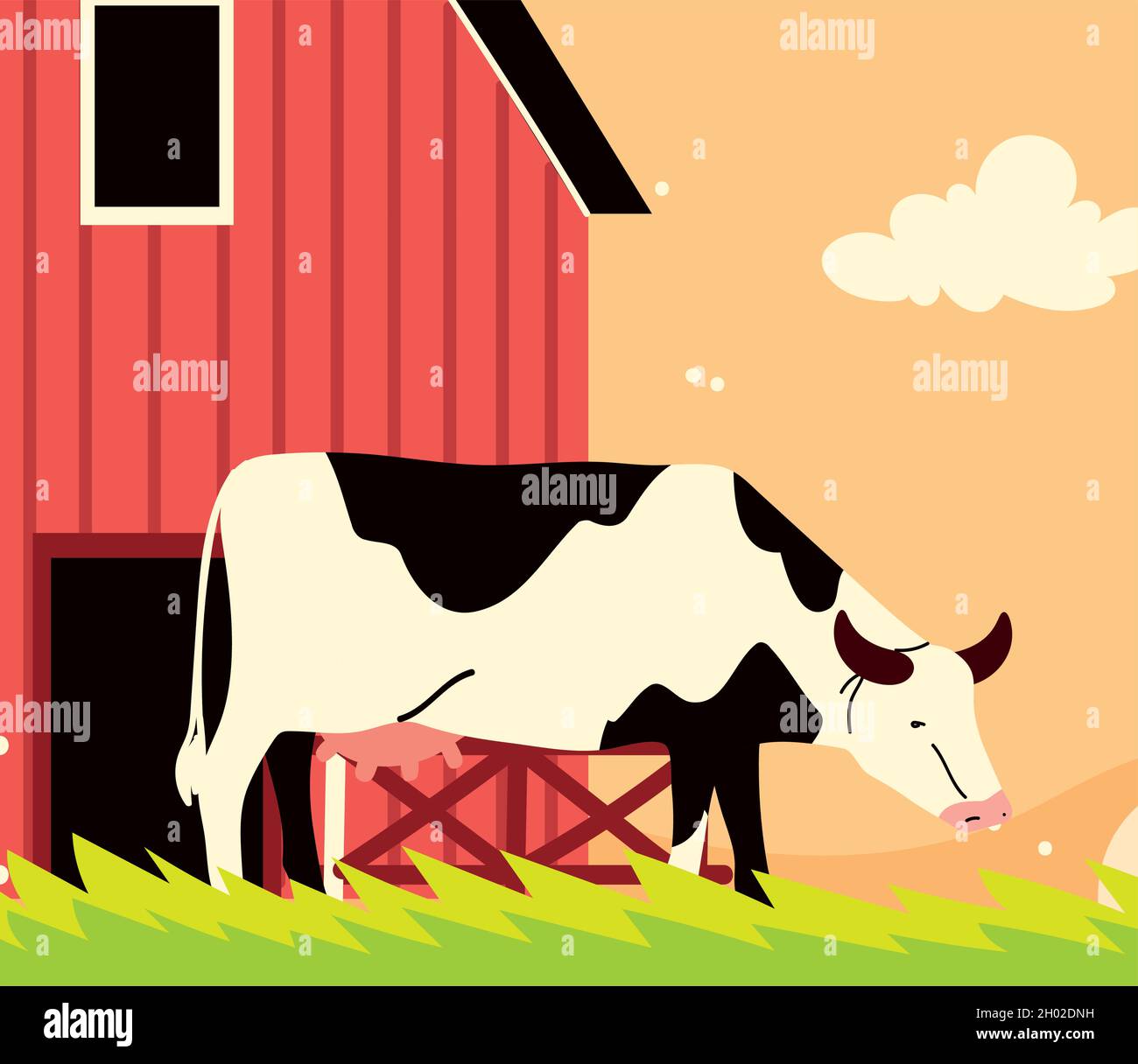 farm barn and cow Stock Vector Image & Art - Alamy