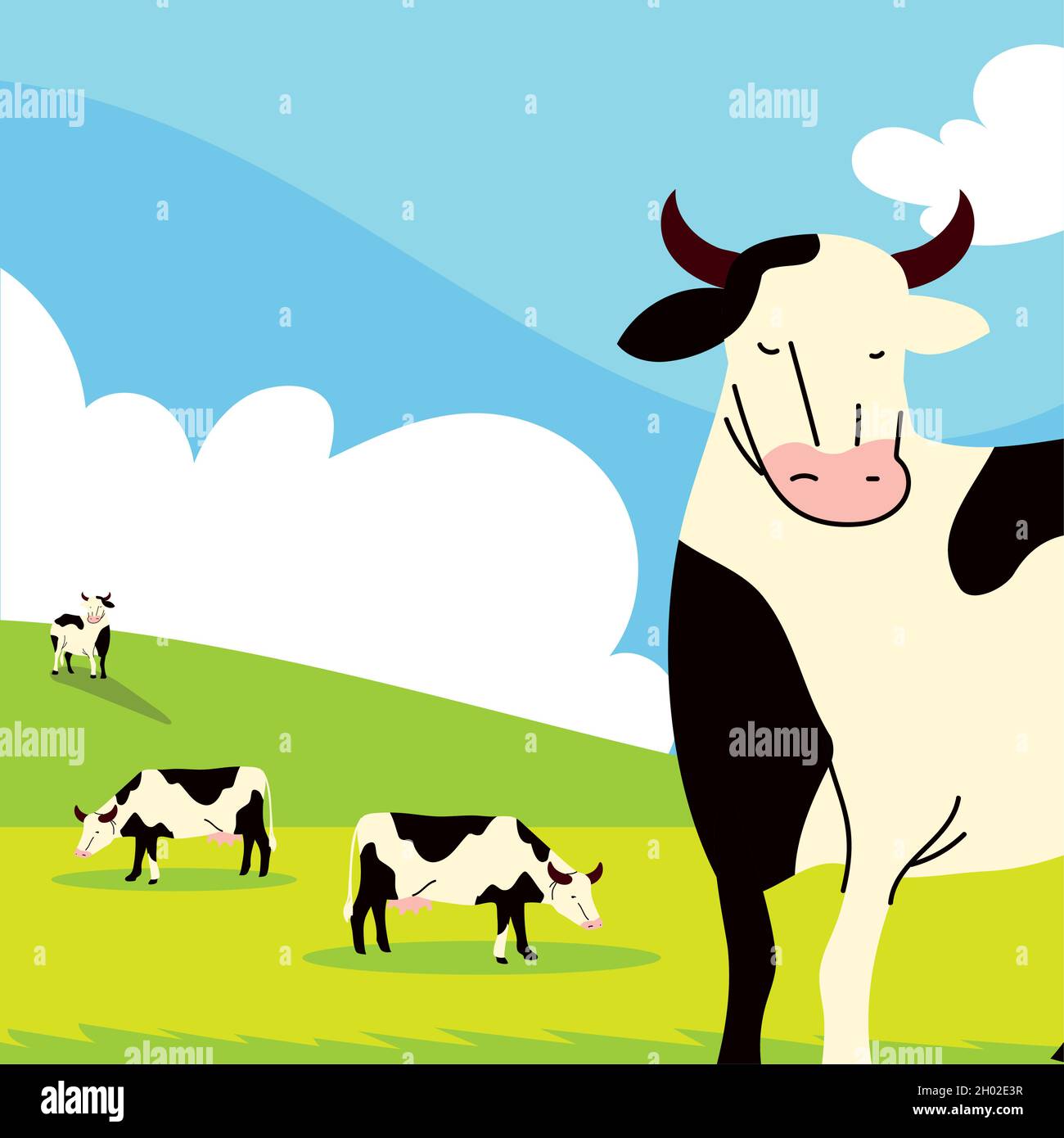 farm cows in the field Stock Vector Image & Art - Alamy