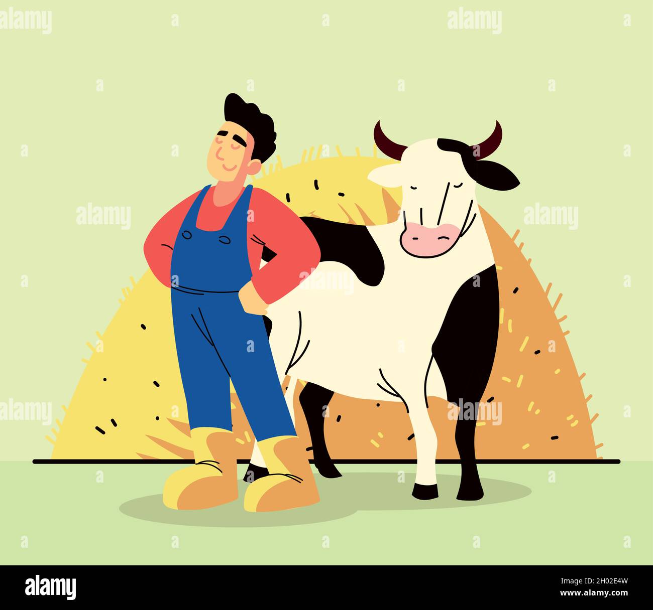 farmer and cow Stock Vector Image & Art - Alamy