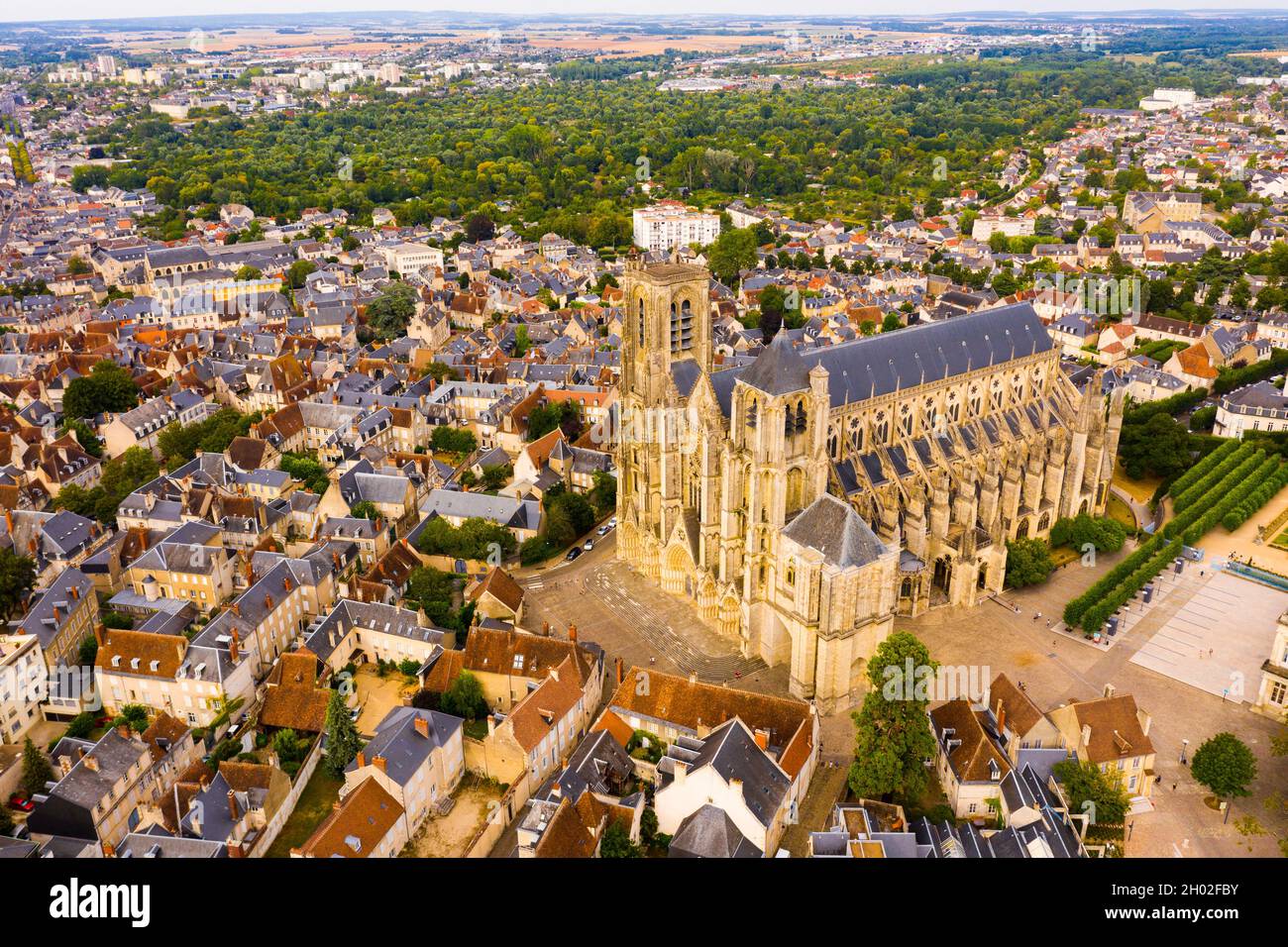 View from drone of french city Bourges Stock Photo - Alamy