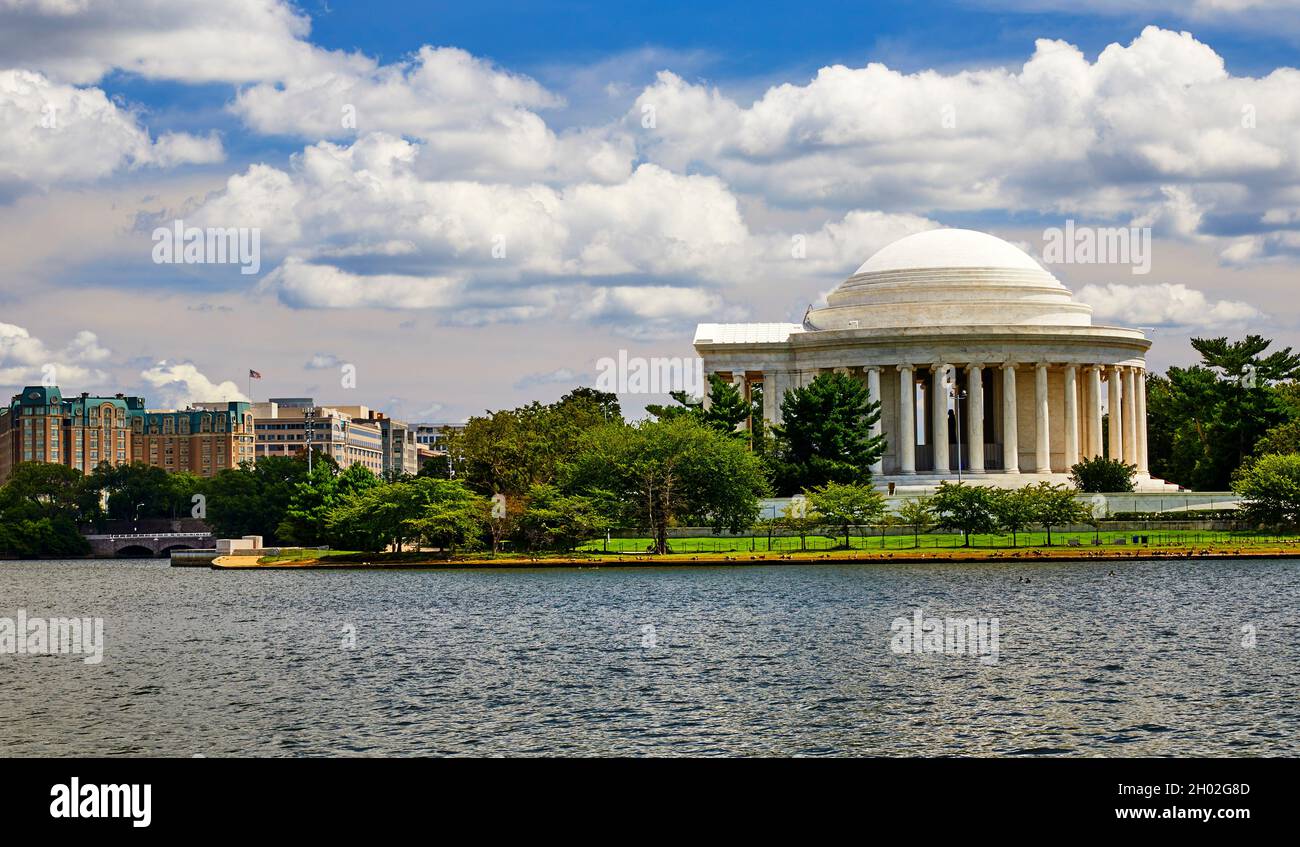 Jefferson Memorial in Washington DC taken from Tidal Basin Trail Stock Photo