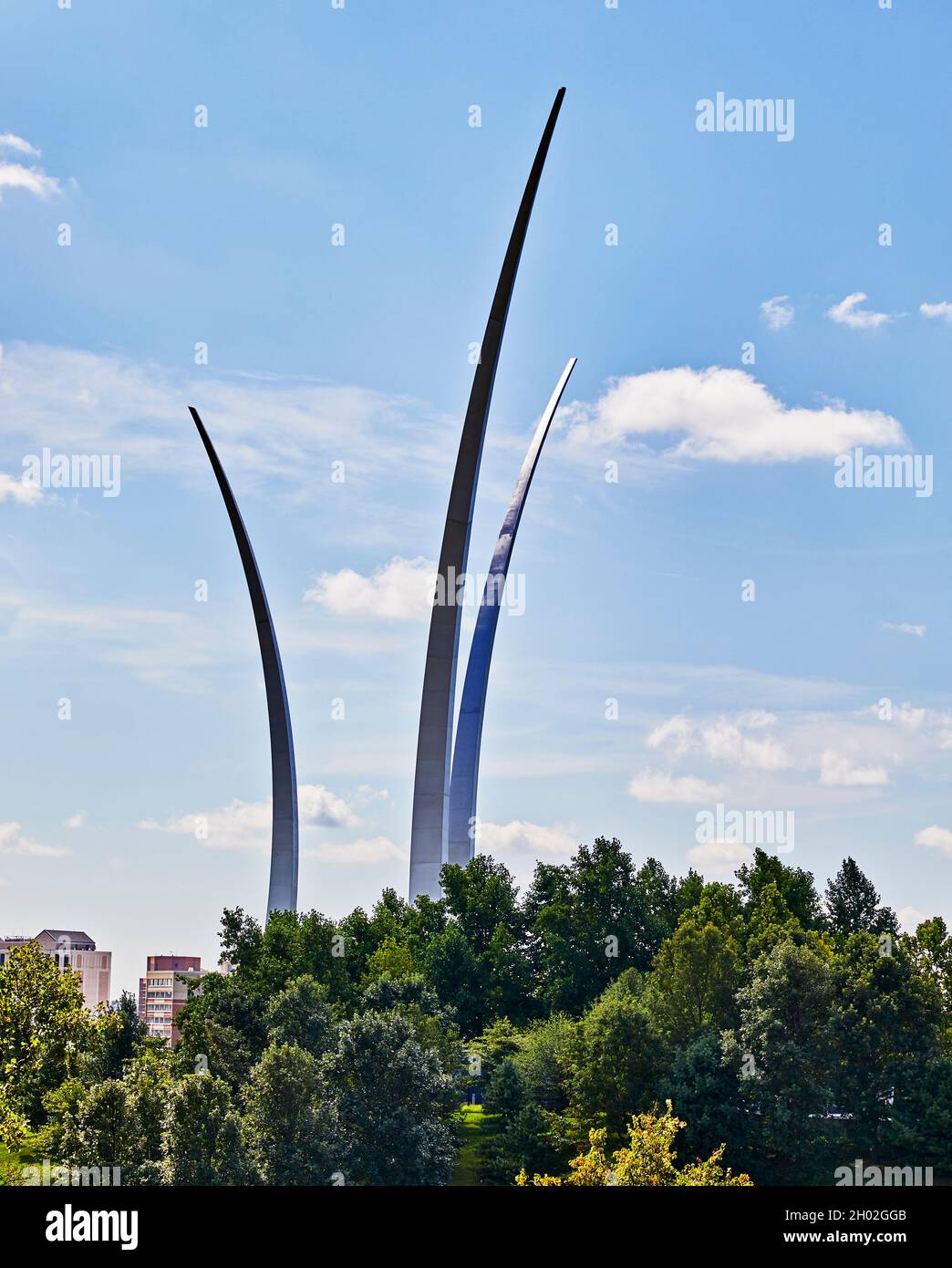 View of Air Force Memorial taken from Arlington National Cemetery in