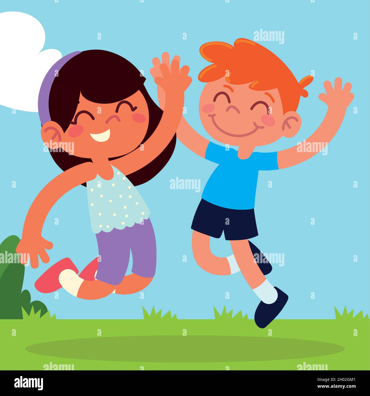 happy girl and boy Stock Vector Image & Art - Alamy