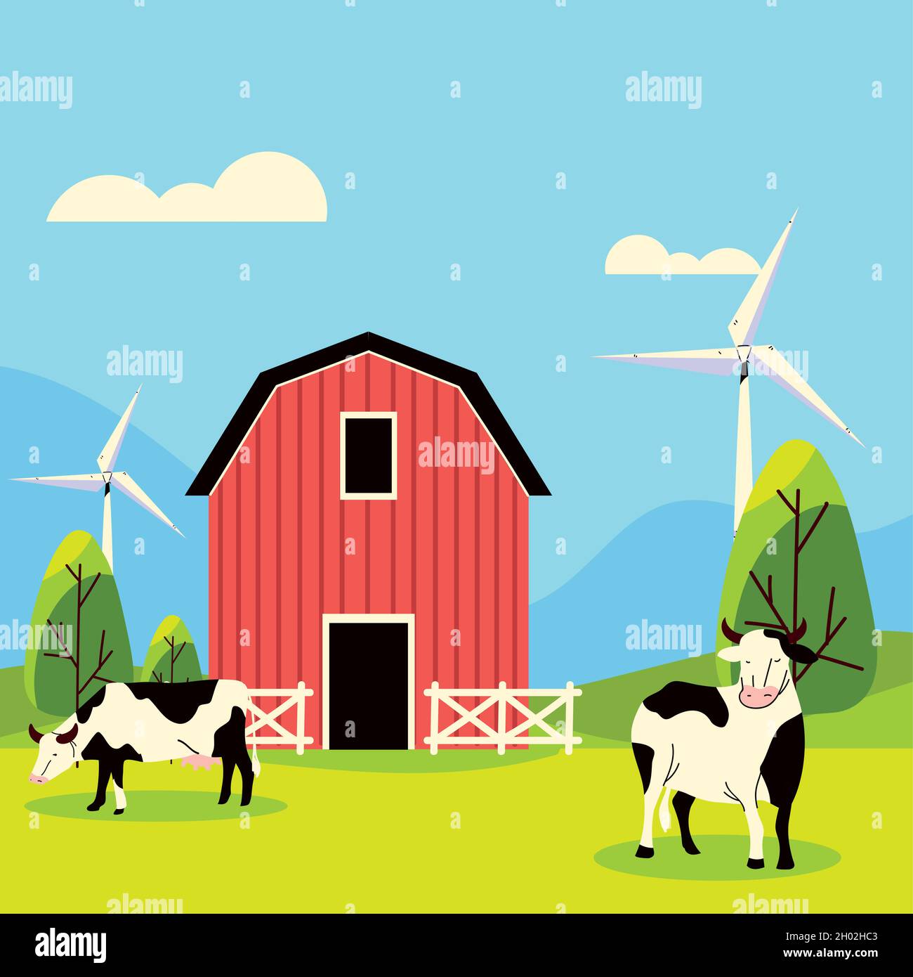 farm windmill and cows Stock Vector Image & Art - Alamy