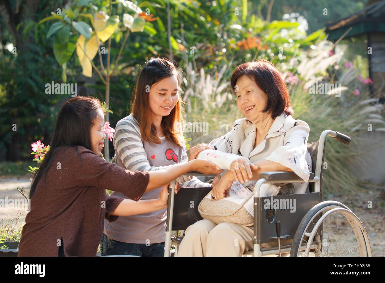 Young asians is take care the senior woman ,Thailand Stock Photo