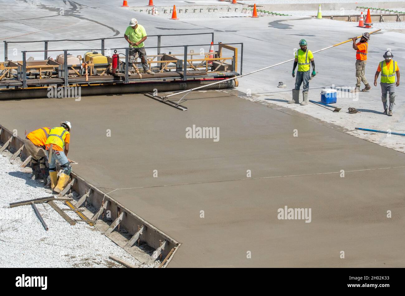 Midway airport Chicago IL USA; June 3, 2021; hard workers lay down