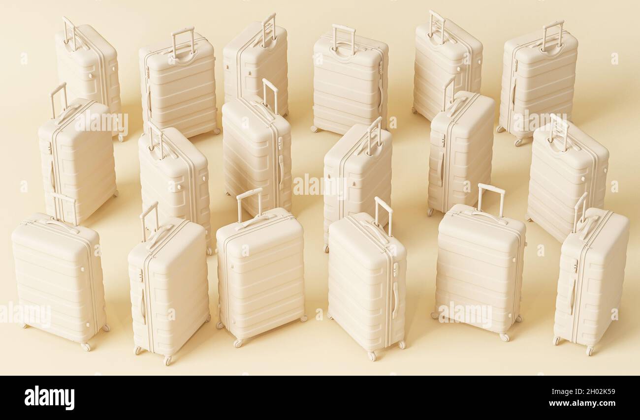 Pastel beige monochrome minimal Luggage bag, cabin baggage on pastel