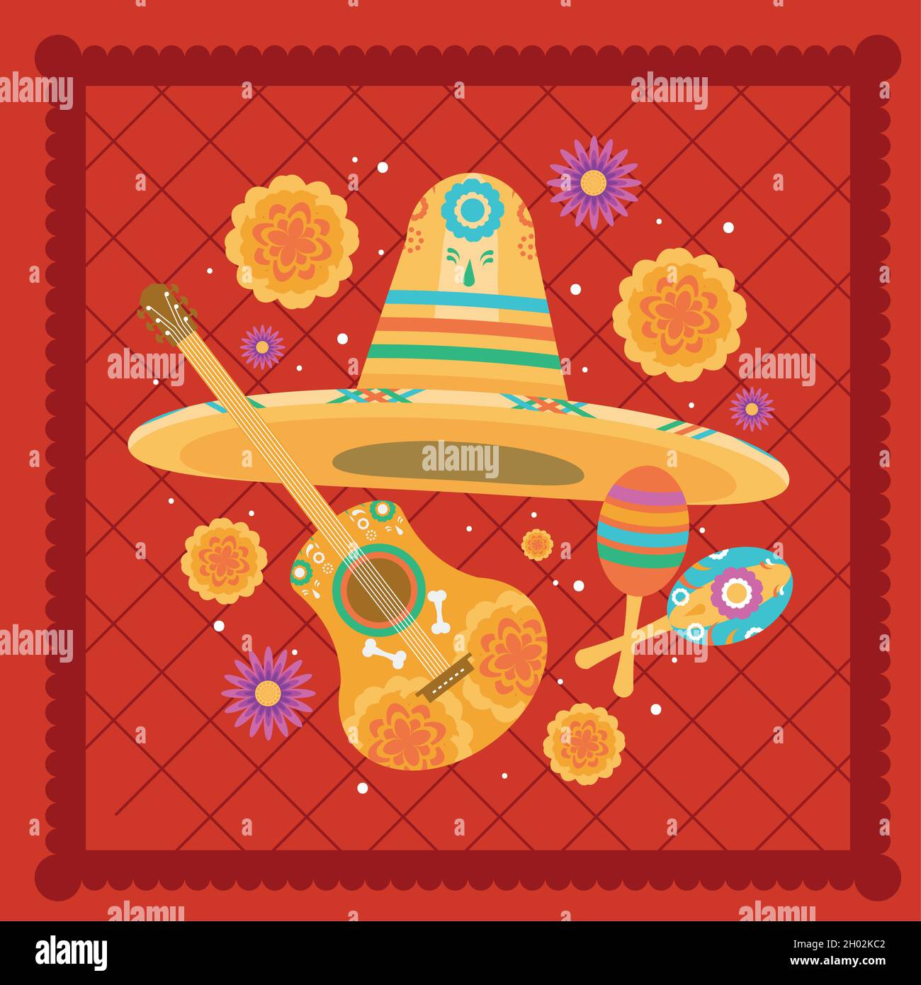 mexican guitar and hat Stock Vector Image & Art - Alamy