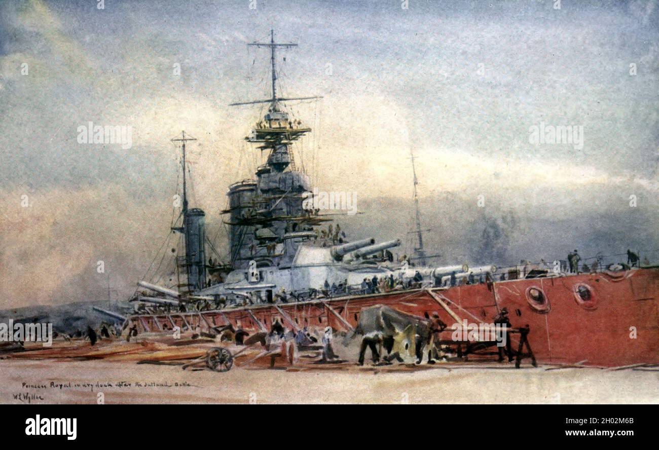 Princess Royal in Dry Dock after the Battle of Jutland Stock Photo