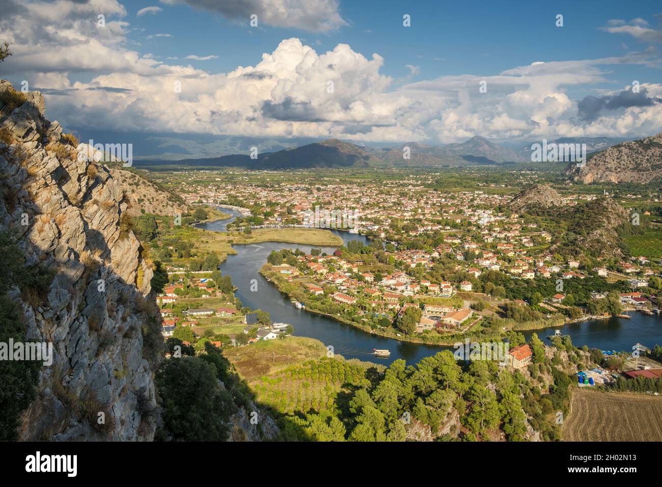 Dalyan town top view in Mugla region, Turkey Stock Photo