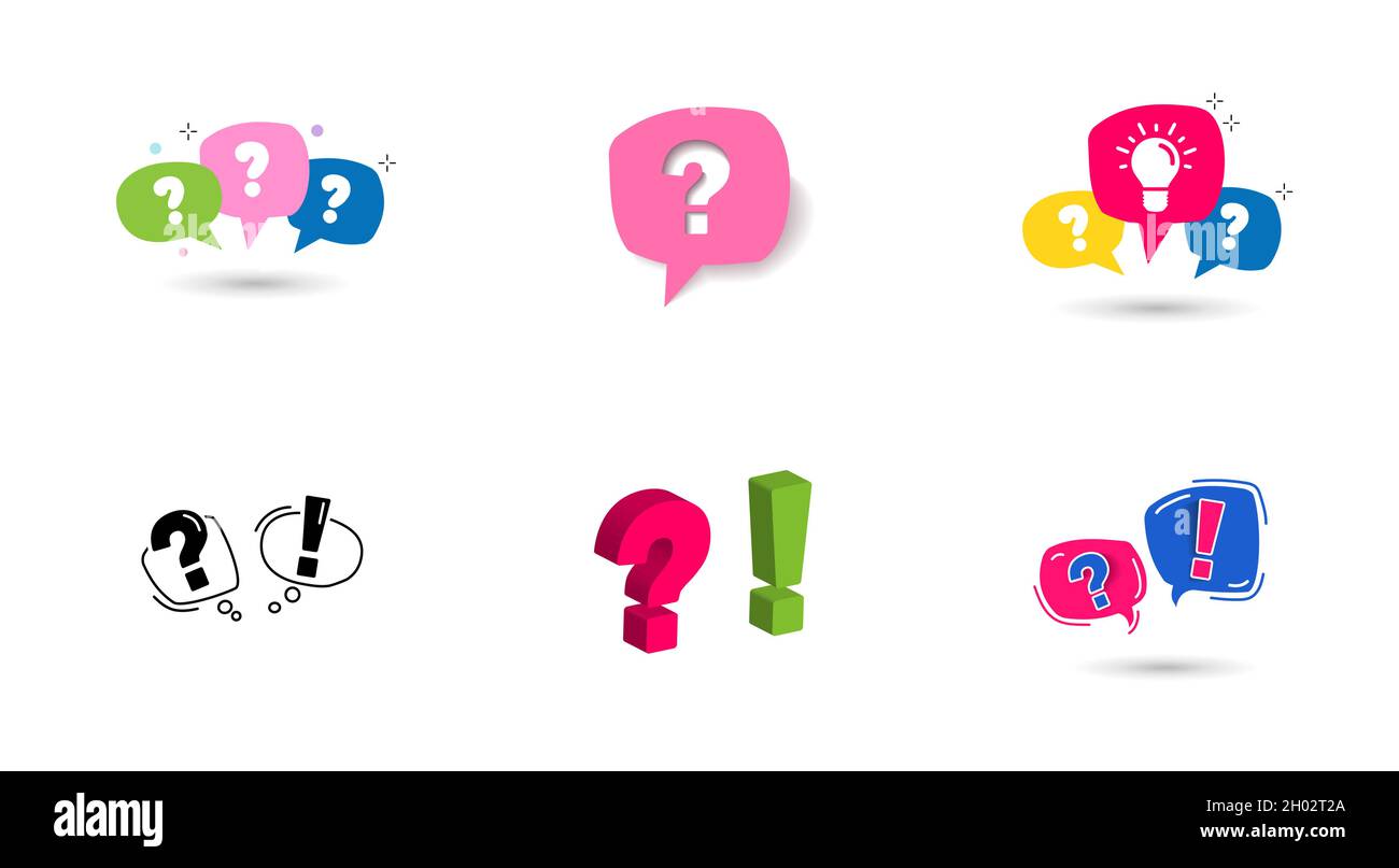Big set icon bubble with Question mark and Exclamation Mark. Stock Vector