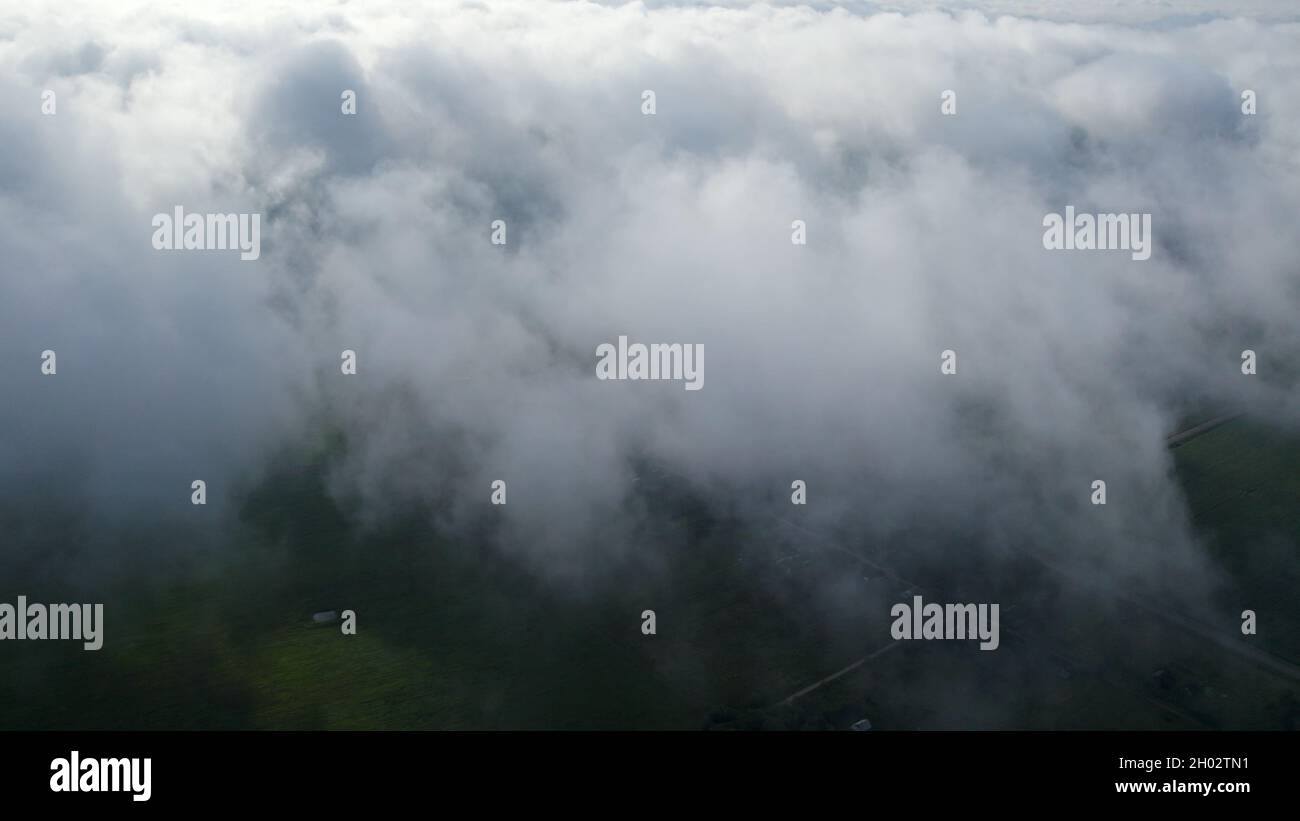 Aerial view of a beautiful lush cloud over the countryside Stock Photo