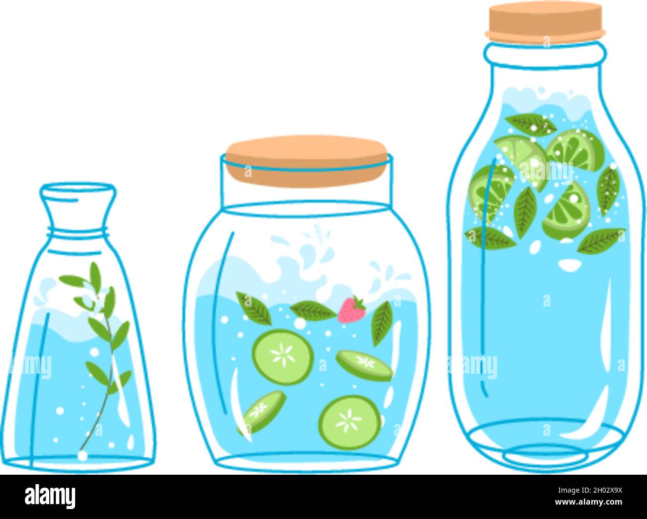 Lemonade or fresh purified mineral water bottles Stock Vector Image
