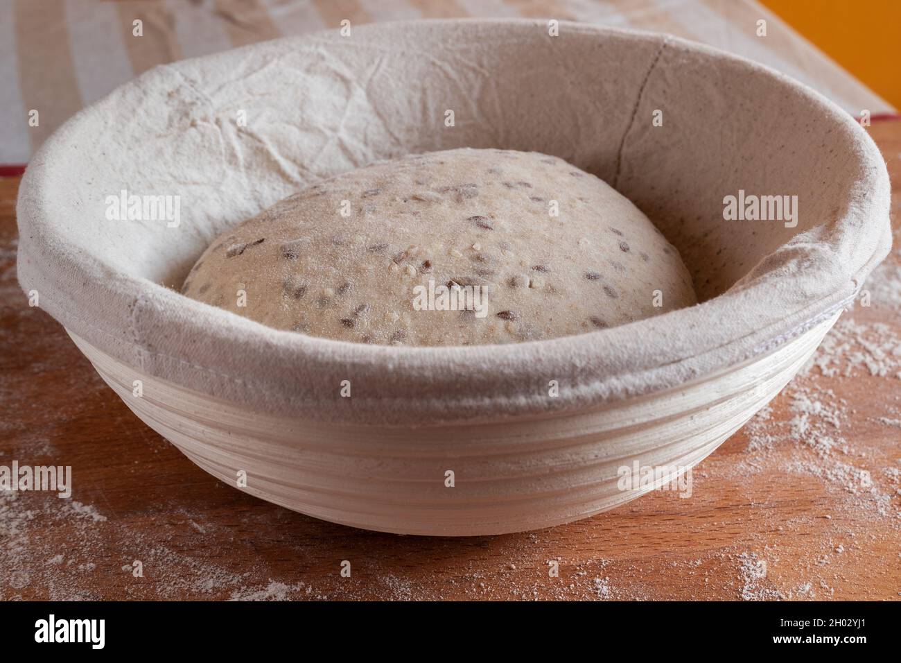 Bread dough made from wheat flour, rye, barley malt and seeds Stock