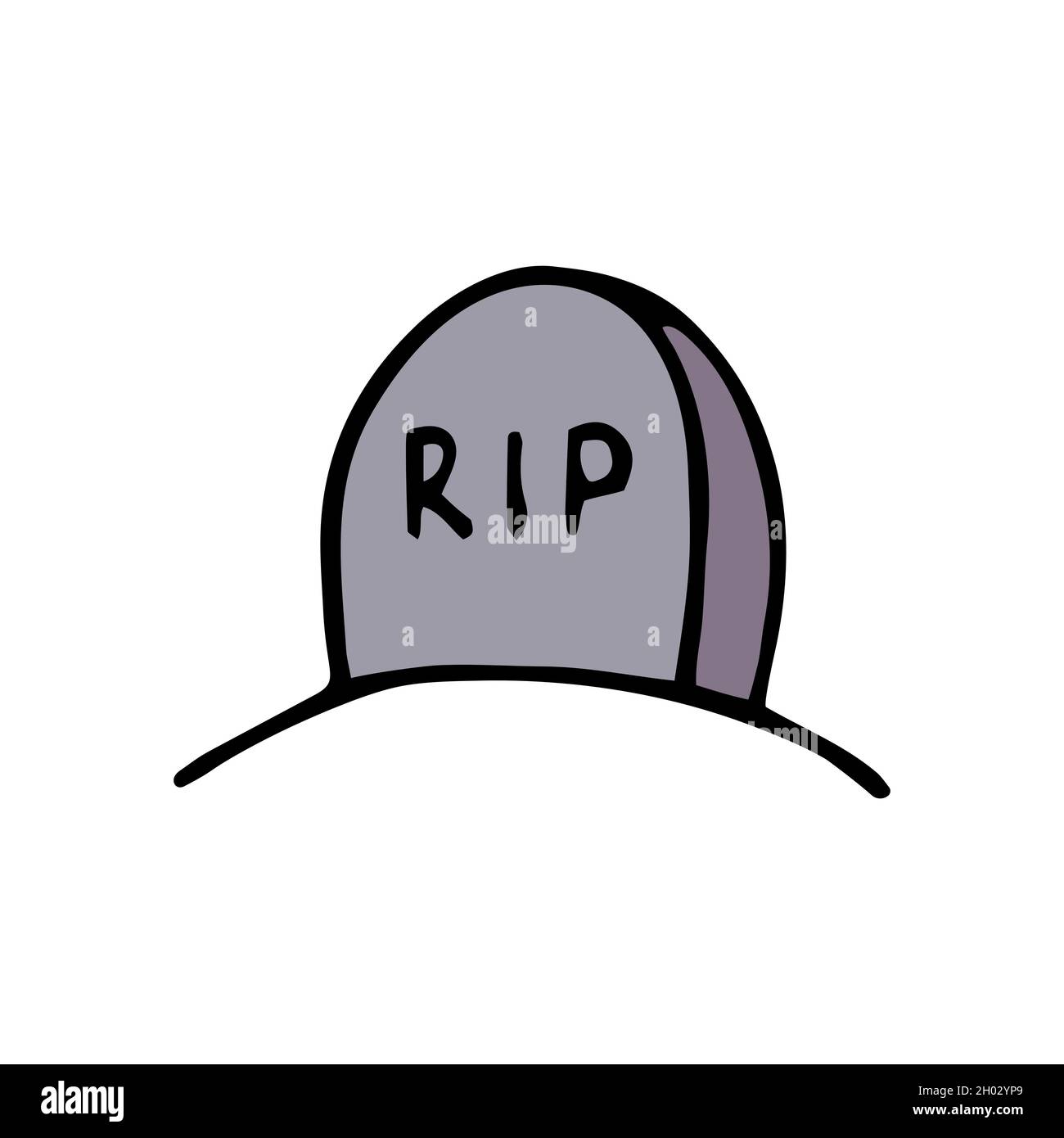 Vector doodle grave. Gray gravestone isolated on white background