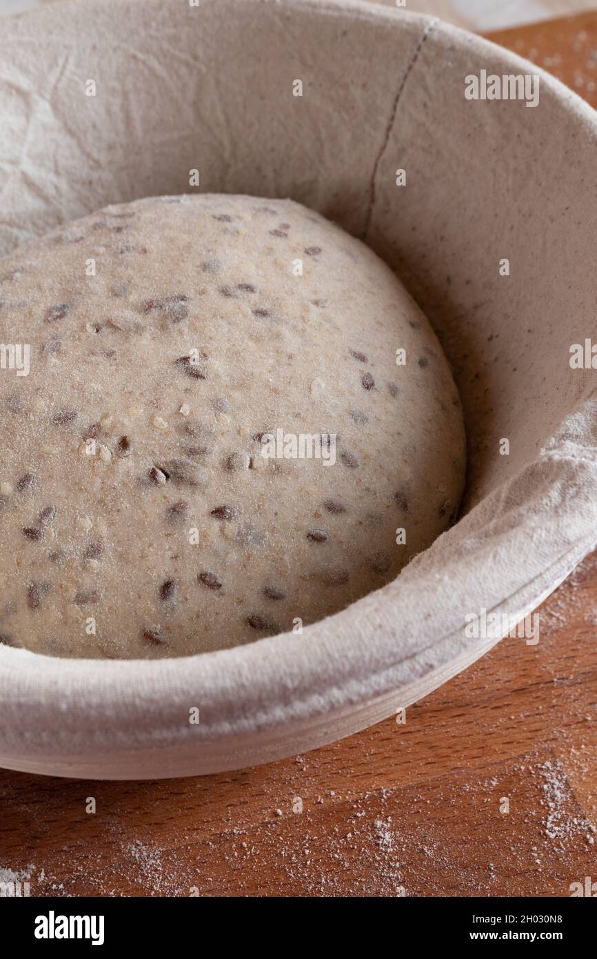 Bread dough made from wheat flour, rye, barley malt and seeds Stock