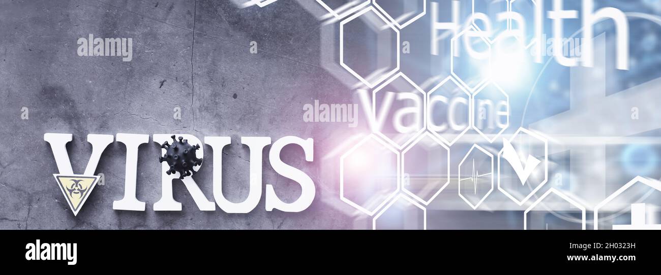 Virology Lettering Medical background. Lettering virus. Coronavirus wooden letters ...