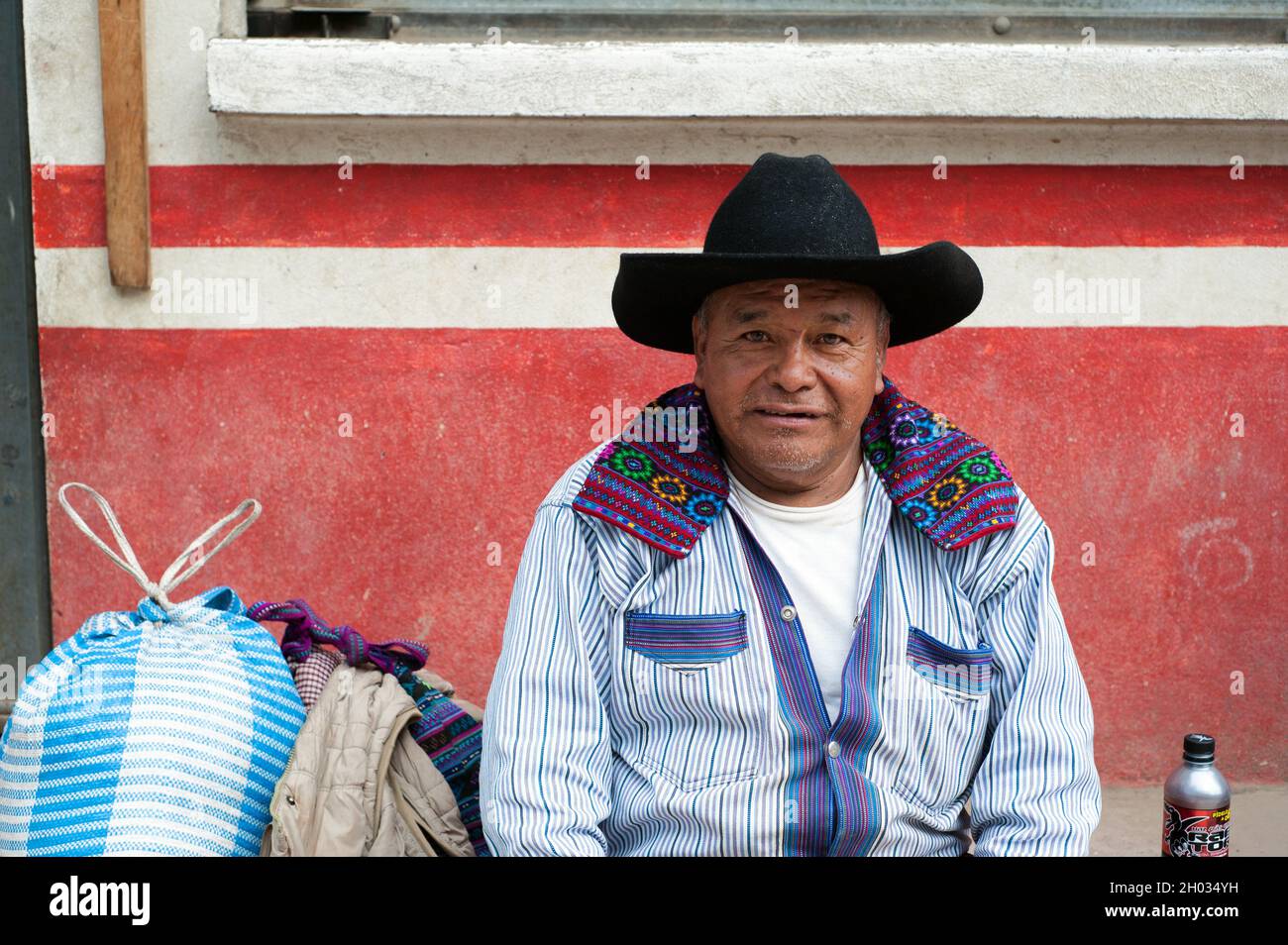 Maya indigenous man in traditional clothing in Todos Santos Cuchumatan,  Huehuetenango, Guatemala. Stock Photo