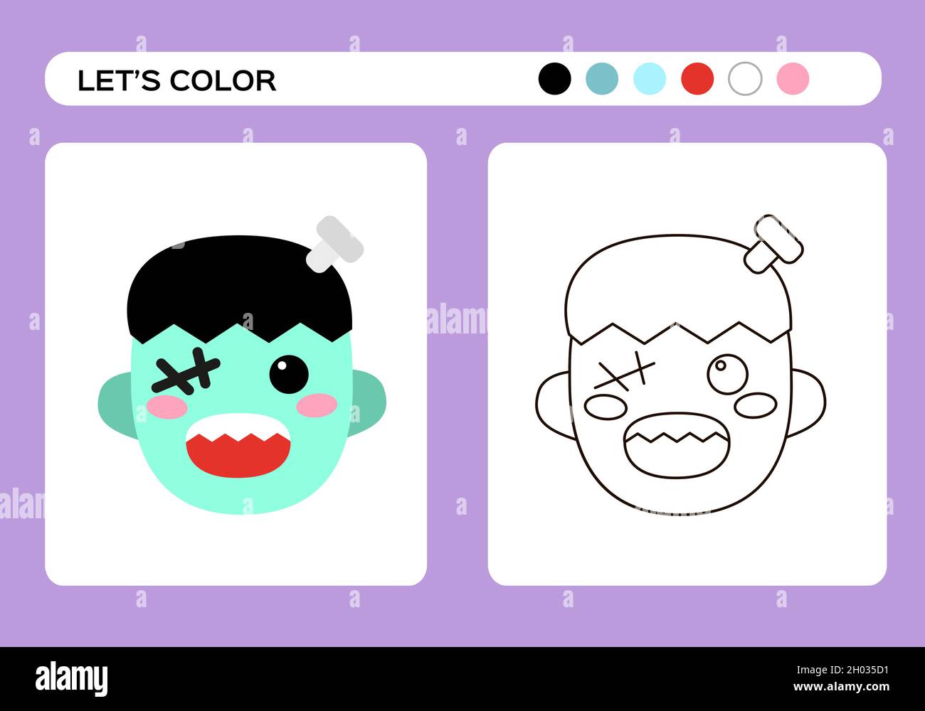 Frankenstein Monster Cartoon Color Book. Coloring education for kids ...