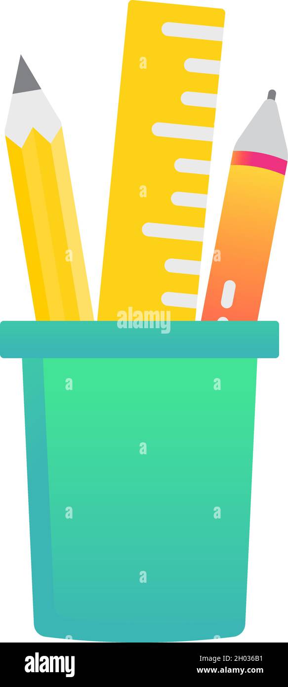 Pencil and pen in box vector cup holder icon Stock Vector
