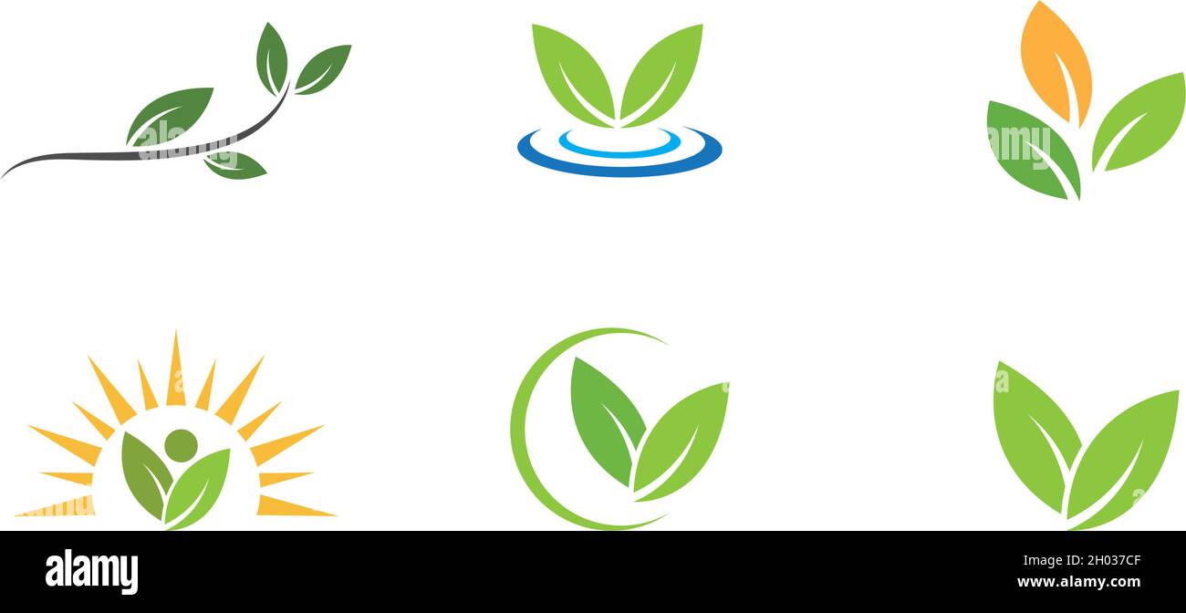 Logos of green leaf ecology nature element vector Stock Vector Image ...